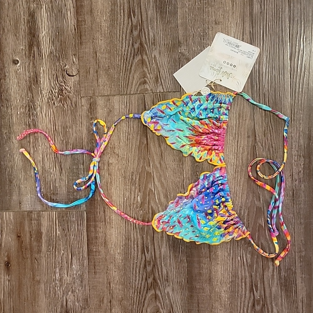 NWT Luli Fama Bajo Un Mismo Wavey Bikini String Top Size Medium
